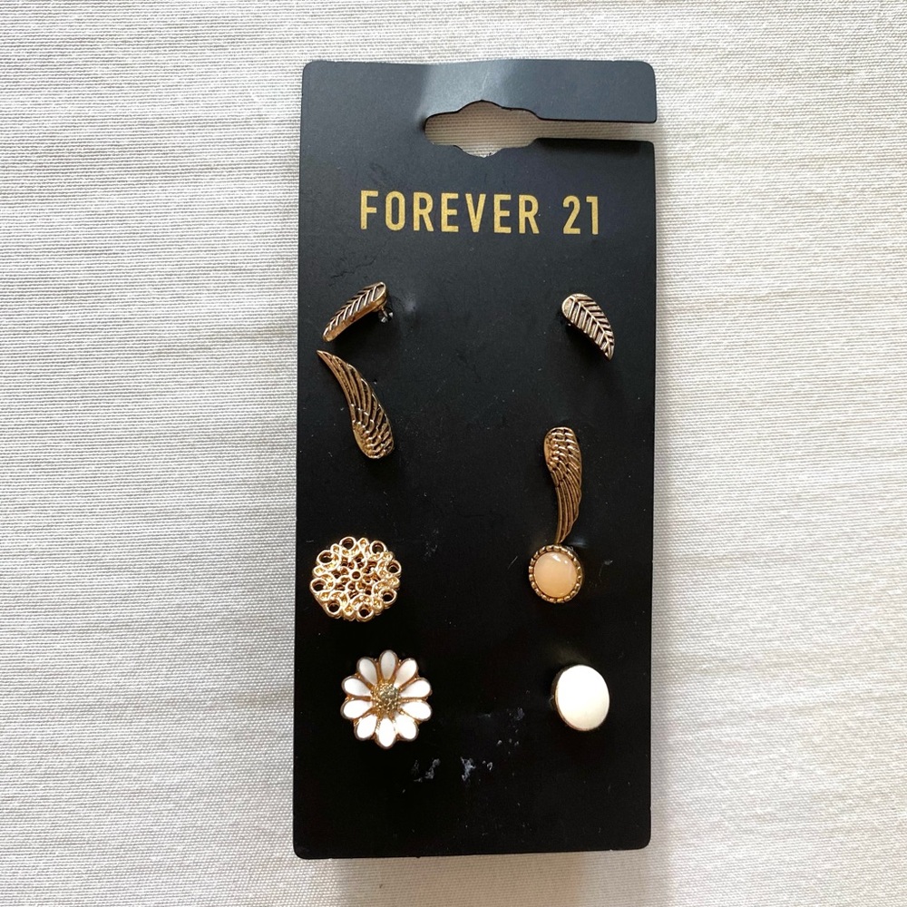 FOREVER 21 MIXED EARRINGS STUDS WINGS FLOWER ETC NEW